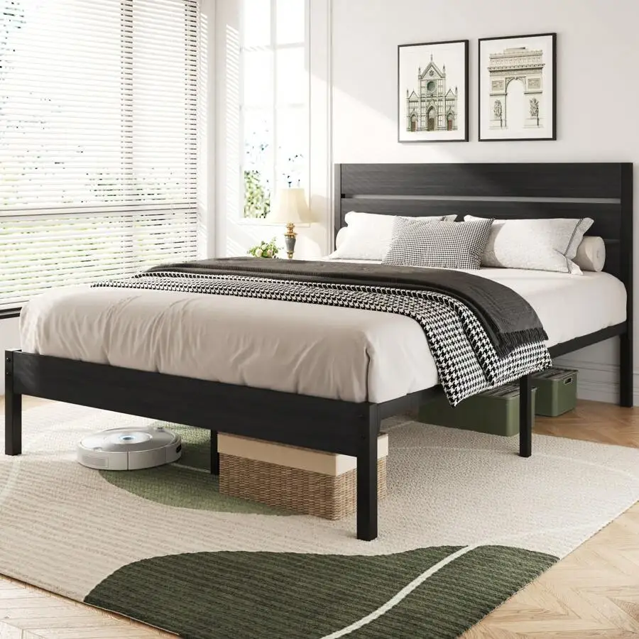 Full & Queen Bed Frame With Headboard And Footboard , 12.2in Under Bed Storage, All-Metal Support System, No Box Spring Needed,Noise Free, Easy Assembly