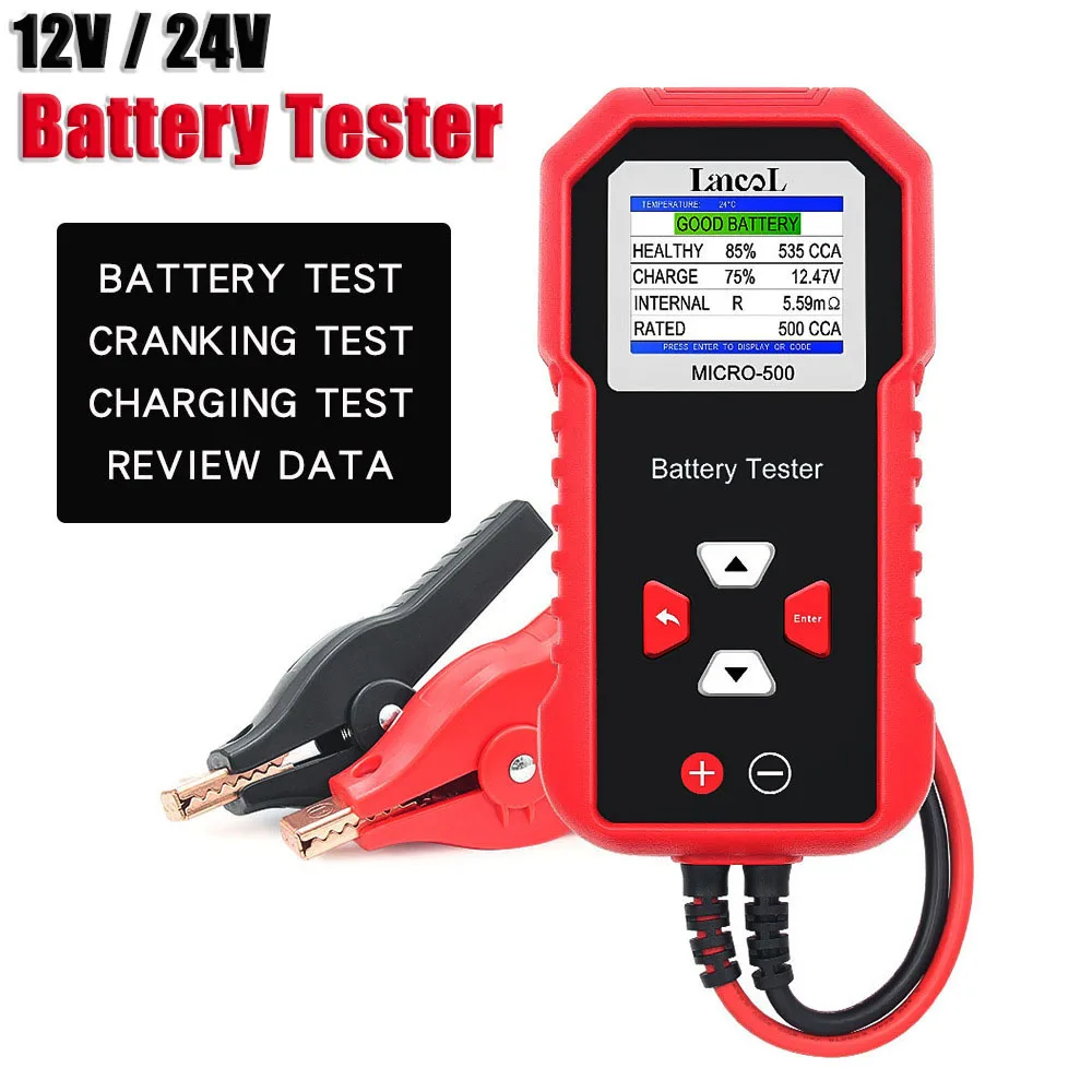 Lancol MICRO 500 12V Car Battery Tester 40-3000 CCA Lithium Battery Cranking Charging Test Lead Acid Battery Diagnostic Analyzer