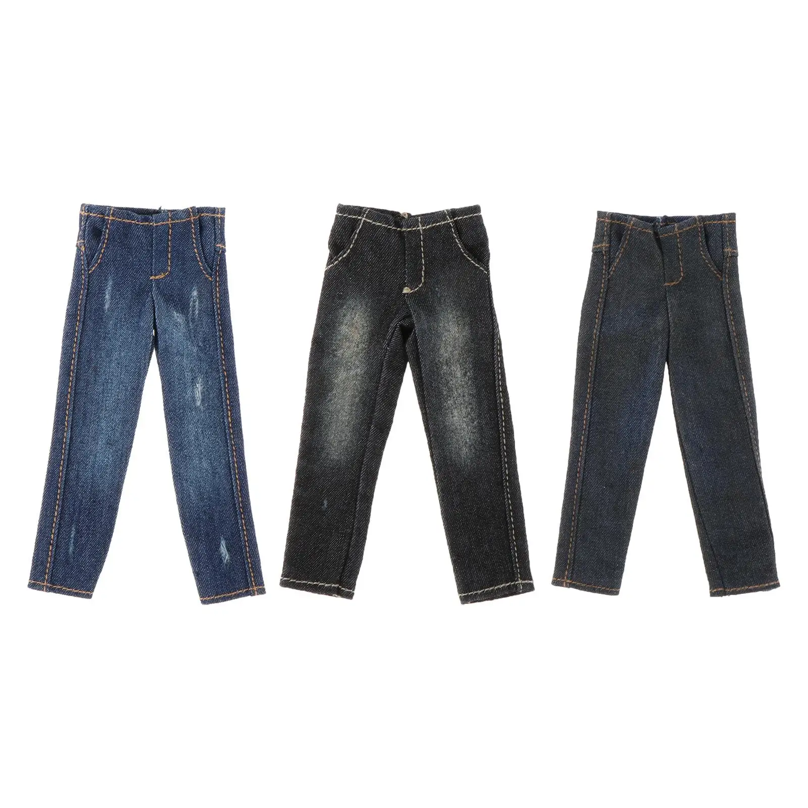 

1/12 Scale Men Jeans Handmade Doll Clothes Costume Miniature Clothing for 6 inch Figures Dress up Doll Model Accessories