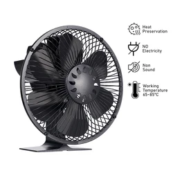 6 Blades Heat Powered Stove Fan With Cover Large Air Volume Log/Wood/Pellet Burner Eco Fireplace Fan Efficient Heat Distribution
