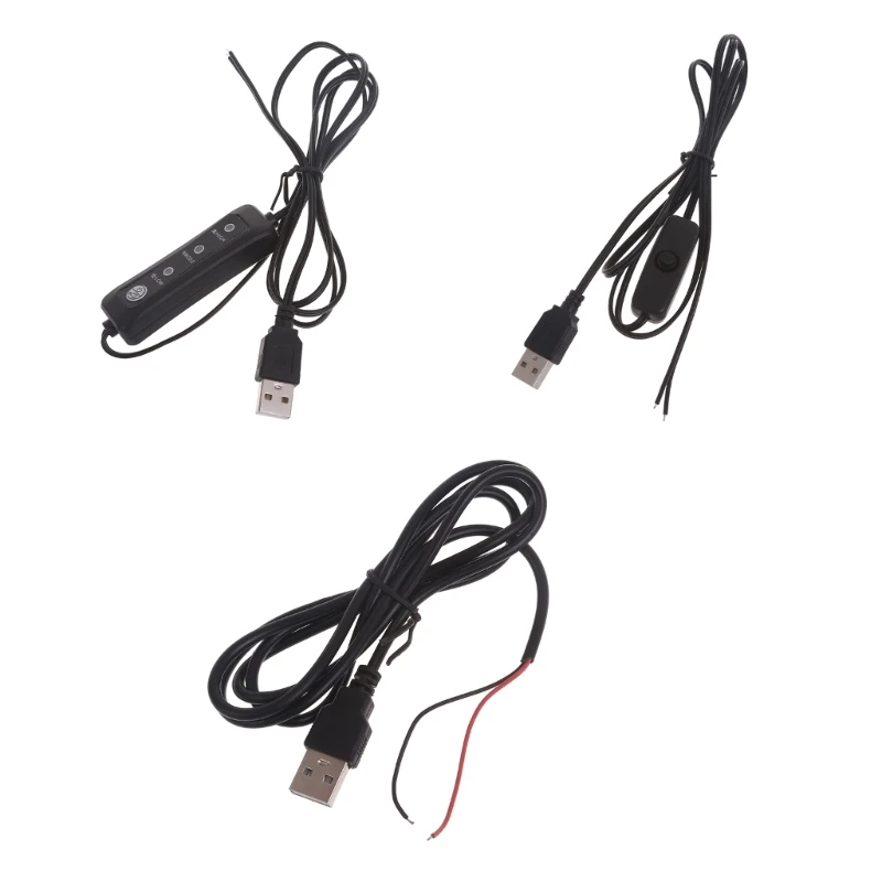 1PC USB 2.0 A Male Plug and 2 Pin 2 Wire DIY Soldering Power Cord for 5V LED Lights Fans Cameras LED Strips, Desk Lamp