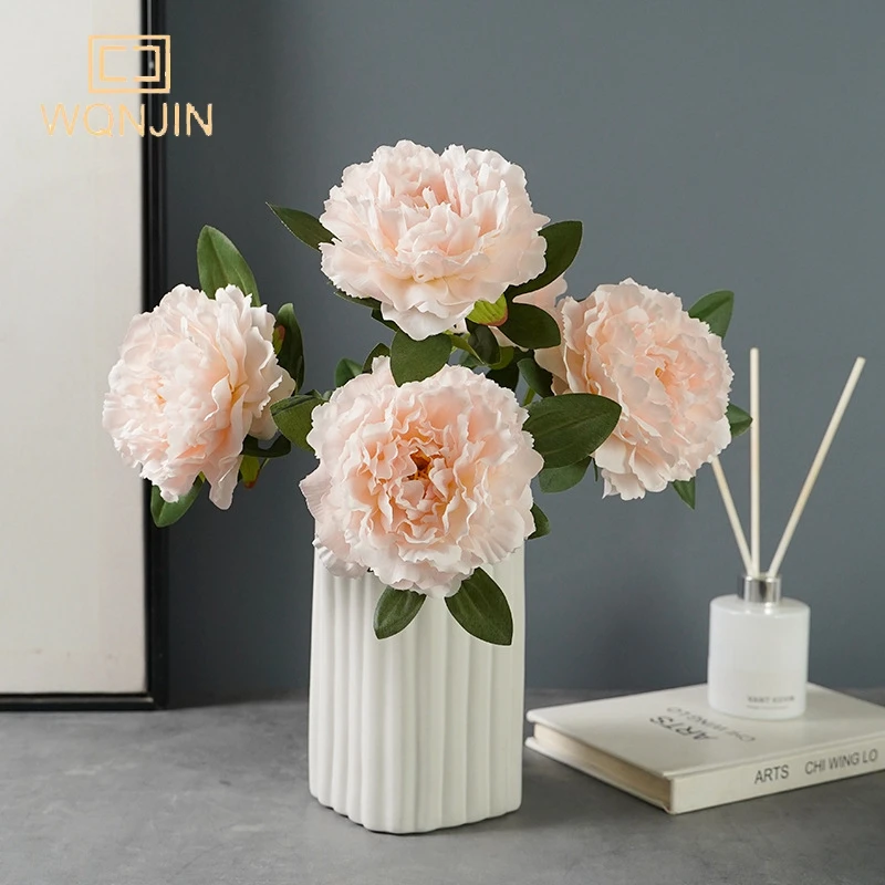 5 Köpfe große rote Seide künstliche Pfingstrose Blumenstrauß Blumen Dekoration Hochzeit Zuhause Tisch große gefälschte Blumen Valentinstag liefert – Detail 3