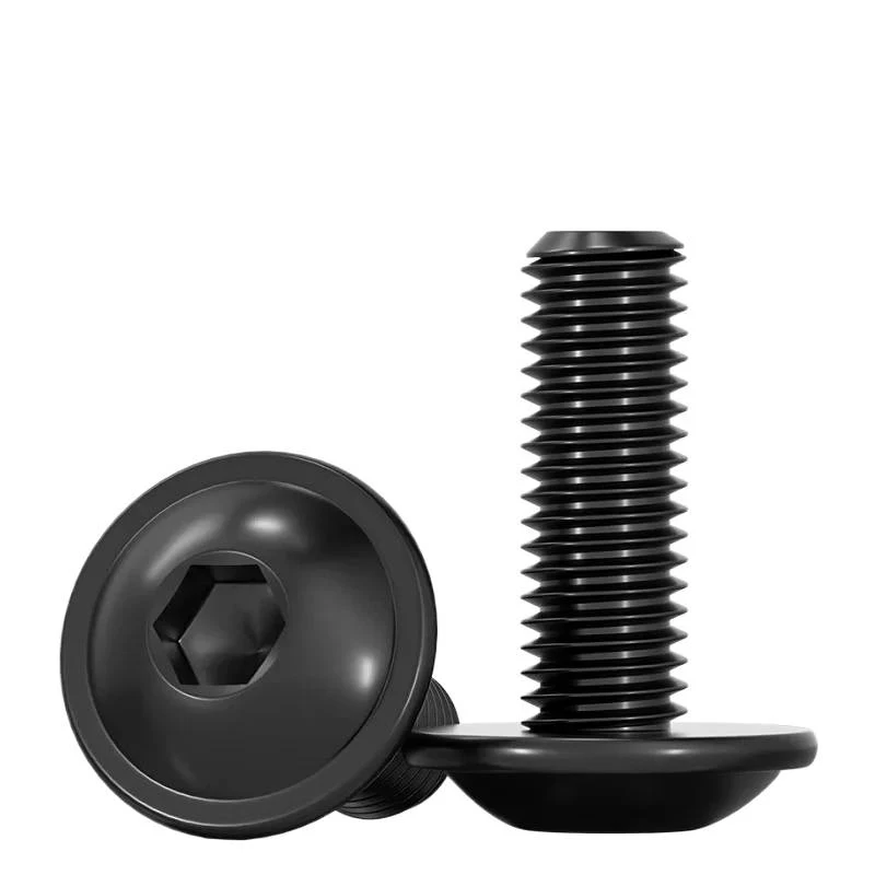 M6 M8 Black 304 Stainless Steel Button Head Hex Socket Screws with Washer Collar / ISO7380.2 Allen Bolts 12-50mm Length