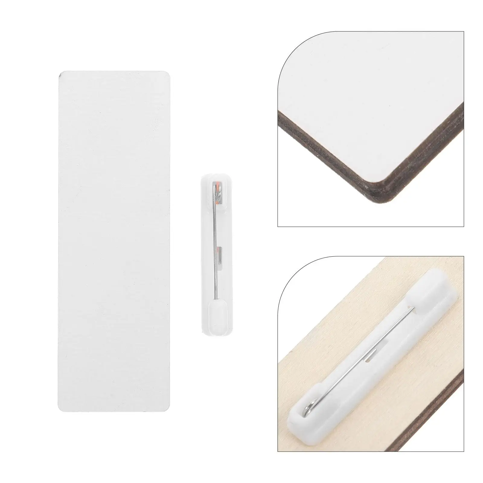 10 Pcs 나무 브로치 이름 태그 어린이를위한 빈 태그 클립 배지 식별 핀 사무실