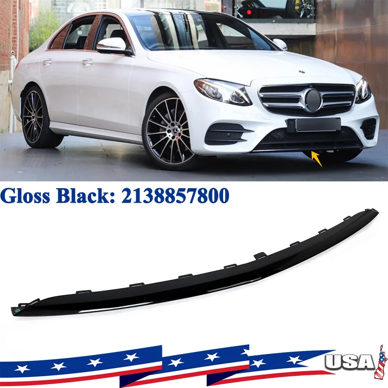 

2138857800 for Mercedes Benz E-Class W213 2016-2019 Front Bumper Impact Center Molding Trim E200 E220 E250 E300 E350 Front Lip