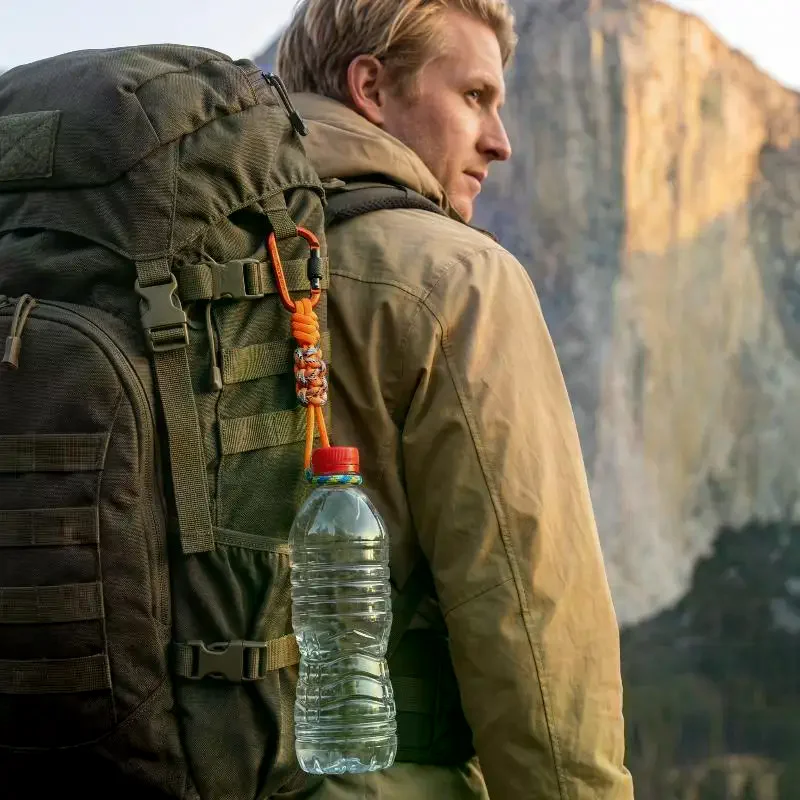 Portable Water Bottle Buckle Strap with Keychain Lanyard Attachment Lightweight Holder for Hiking Camping Travel