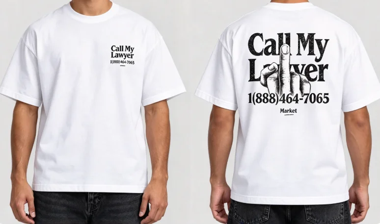 2026 new Best-Seller Trending Call My Lawyer Hand Graphic Oversized Short Sleeve T-Shirt Streetwear Enthusiasts Daily Wear Item