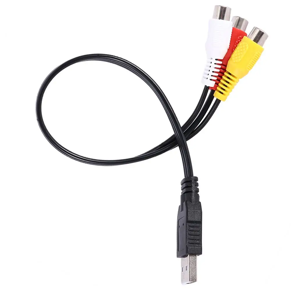 Video Cables USB 2.0 HDTV TV Adapter AV Cord Durable USB Male To 3-RCA Female Converter Wire