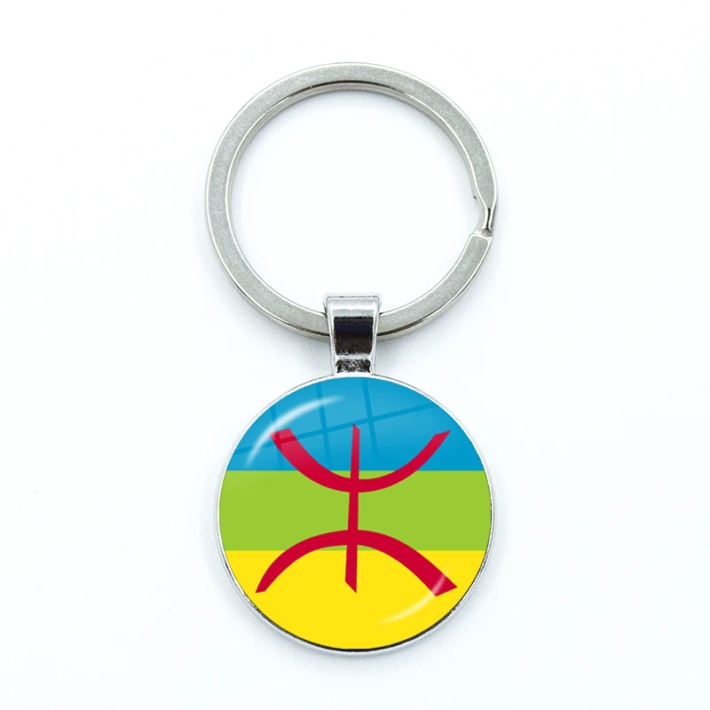 Berber North Africa Flag Keychain Keyring Jewelry Pendant Convex Glass Keychain Friends Gift