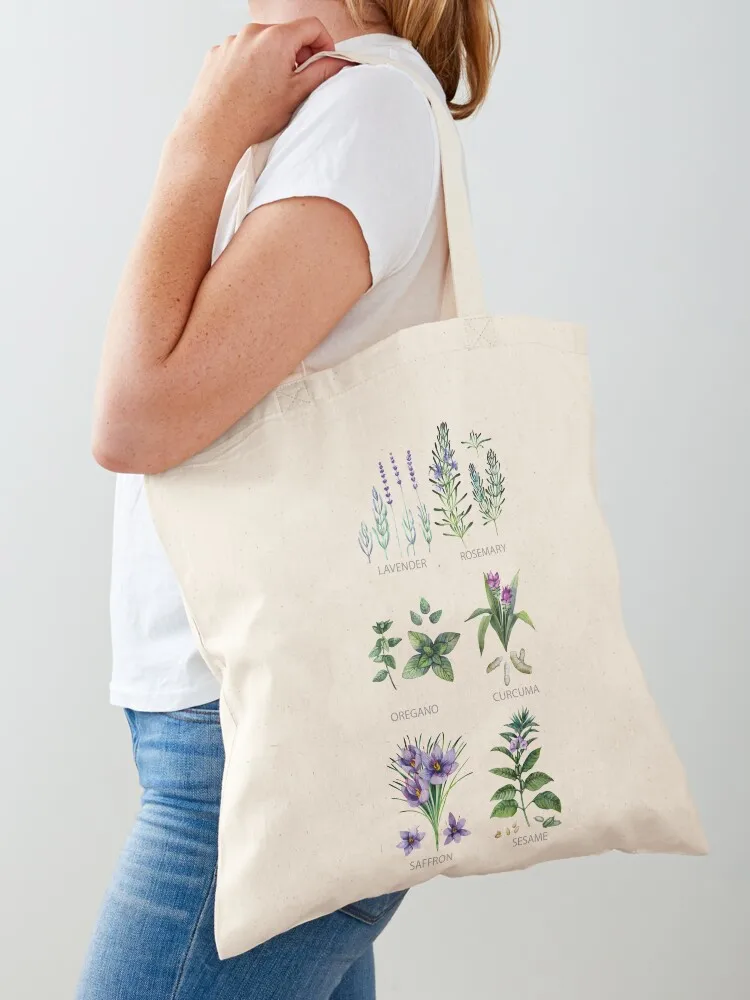 Watercolor botanical collection of herbs and spices Tote Bag Gift bag Cloth bag