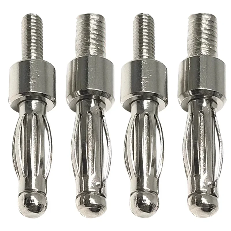 20PCS 4mm Banana Plug with Thread 3mm / 4mm for Panel Mount M3 / M4 Bolt Fitted Uninsulated Adaptor Connector Plugs