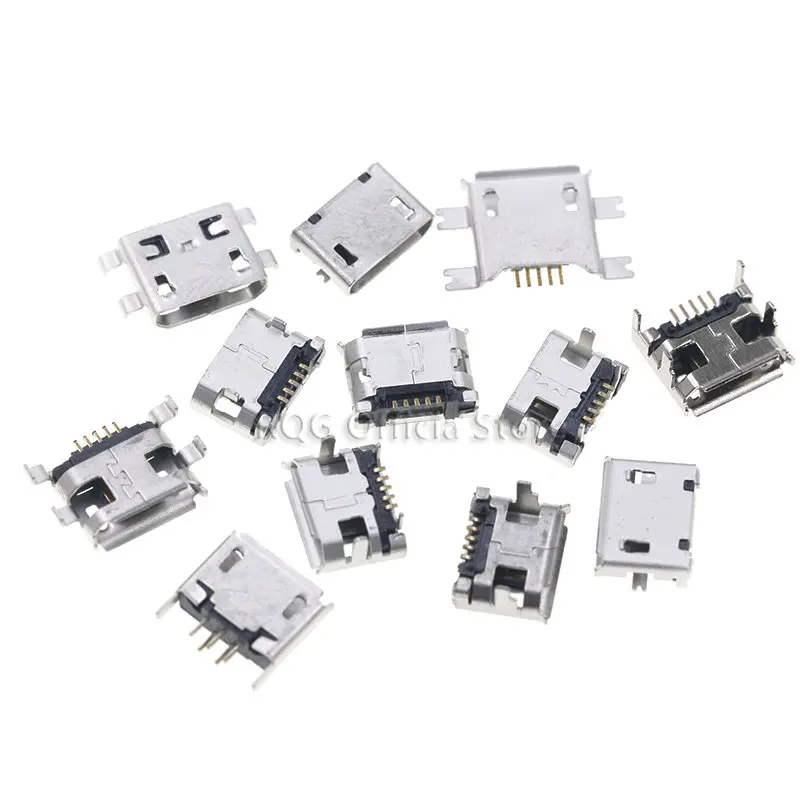60pcs/lot 5 Pin SMT Socket Connector Micro USB Type B Female Placement 12 Models SMD DIP Socket Connector