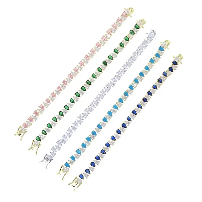 2025 New Multicolour bracelet inlaid with drop-shaped zircon charm shiny zircon bracelet Fashion jewelry gifts