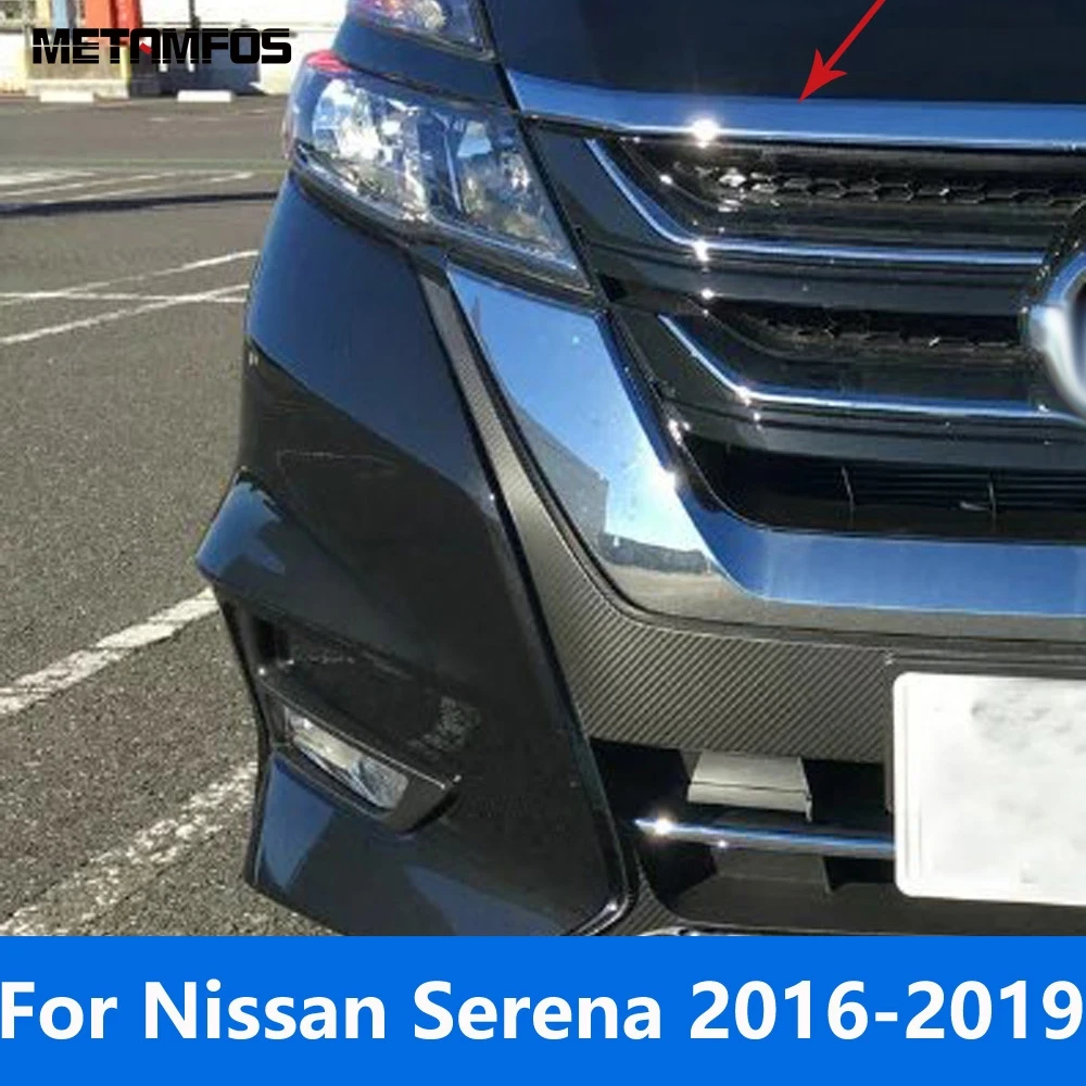 

Для Nissan Serena 2016 2017 2018 2019, хромированная передняя крышка капота двигателя, накладка, верхняя решетка, полоса гриля, аксессуары, Стайлинг автомобиля