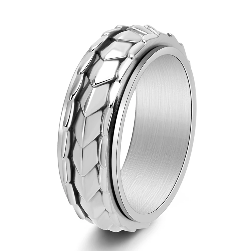 Original Design Herren-Ring mit Drachenmaßstab, süßer und cooler Stil, drehbar, Fidget-Spinner-Schmuck aus Titanstahl, modisches Accessoire