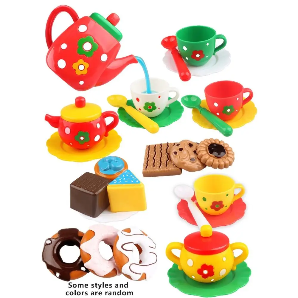 Torta Dessert Set da tè pomeridiano Simulazione Cibo Bollitore Biscotti Casetta da gioco Giocattoli da cucina Gioco di imitazione in plastica Set da tè per ragazze