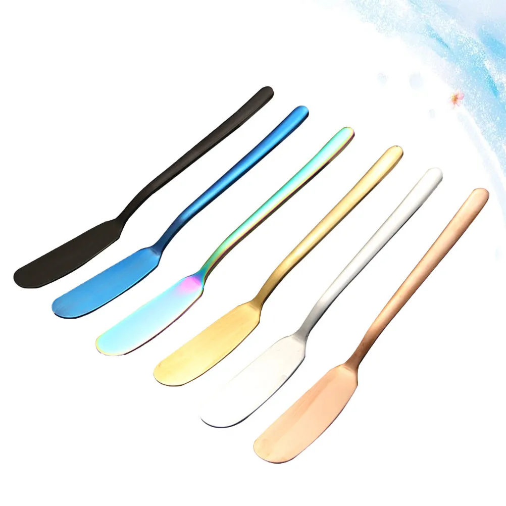 6Pcs Stainless Steel Butter Spreader Simple Elegant Mirror Polished Cream Jam Spatula Butter Piping Breakfast Spreads