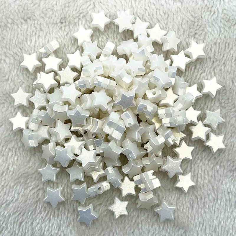 New 50pcs 10mm Colourful Five-pointed Star Acrylic Loose Spacer Beads for Jewelry Making DIY Handmade Bracelets Accessories