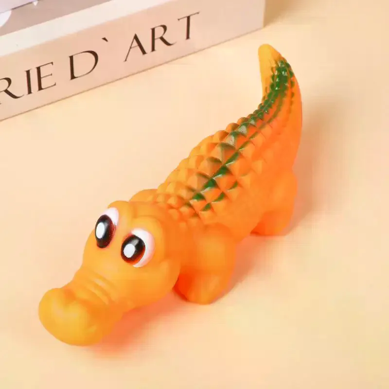 Squeaky Rubber Crocodile Dog Toy Durable Chew Interactive Play Pet Entertainment Toy