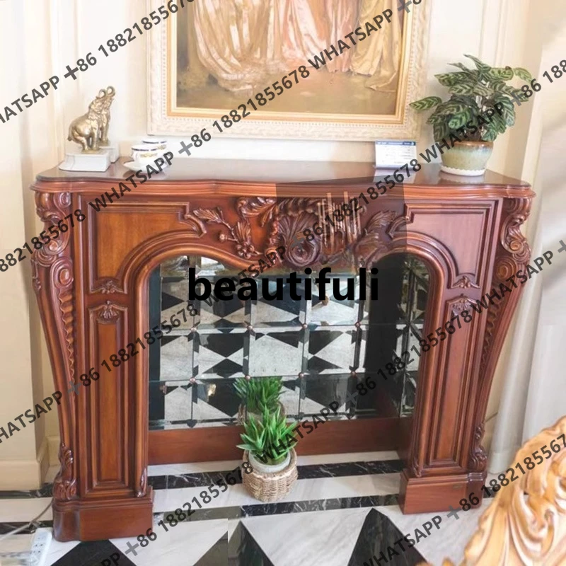 خزانة على الطراز الأوروبي على الطراز الأمريكي منحوتة لغرفة المعيشة ورف حائط وخلفية مدخل وخزانة أرضية