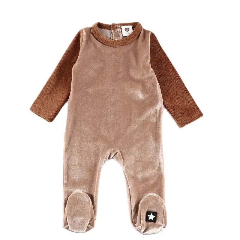 Baby romper kids clothes long sleeves footie velour and corduroy pajamas set baby overalls boy/girl clothes baby autumn romper