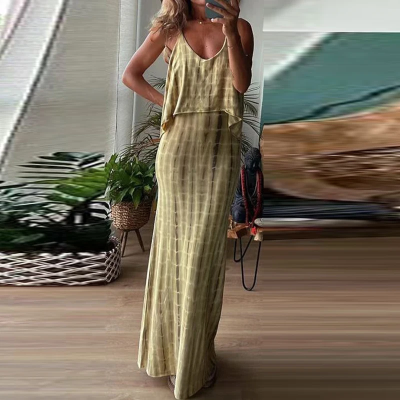 Ensemble 2 pièces Sexy pour femmes, jupe Slim, épaules dénudées, haut sans manches élégant et jupe longue, motif imprimé, à la mode, fête