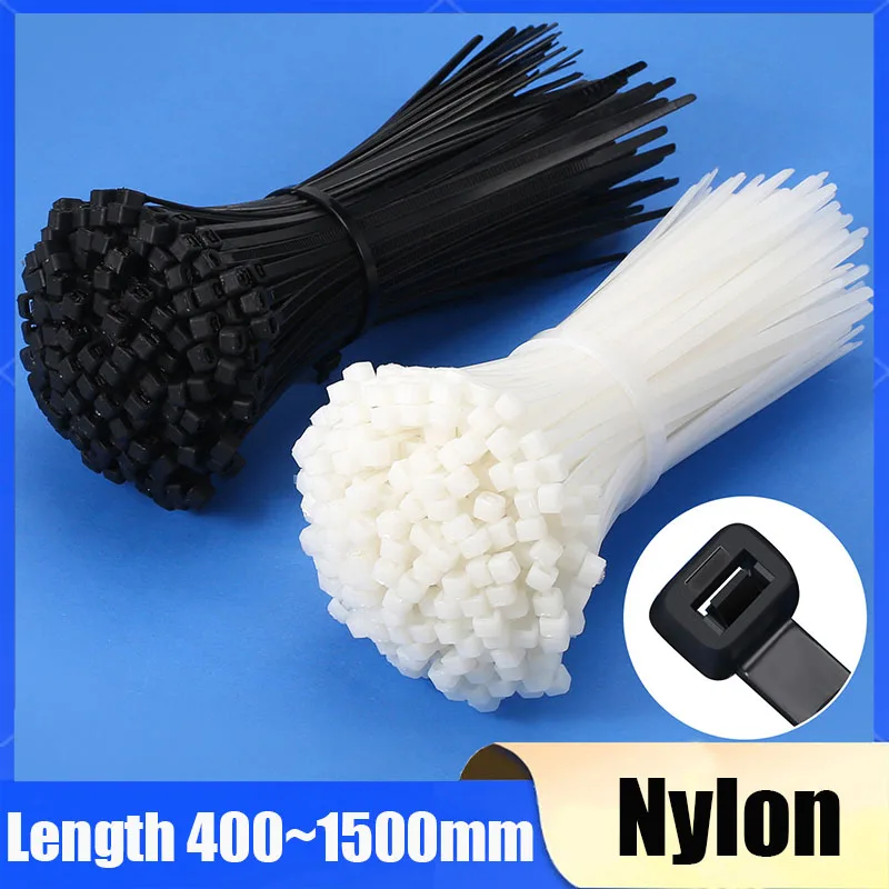 100Pcs/Bag Cable Tie Self-Locking Plastic Nylon Tie White/Black Organiser Fasten Cable Wire Cable Zip Ties