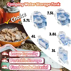7.5L Portable Water Bucket Water Storage Container with Faucet  Carrier Water Jug for Outdoor Camping Cooking Picnic Hiking