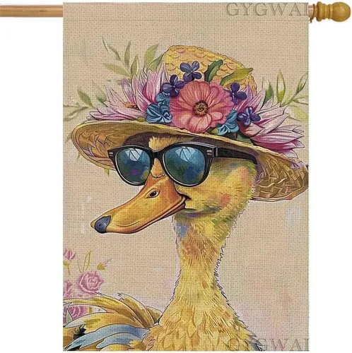 Summer Duck House Flag 28x40 Double Sided Outside, Large Burlap Yard Garden Flag TTP AAL HHM WZZ yyi