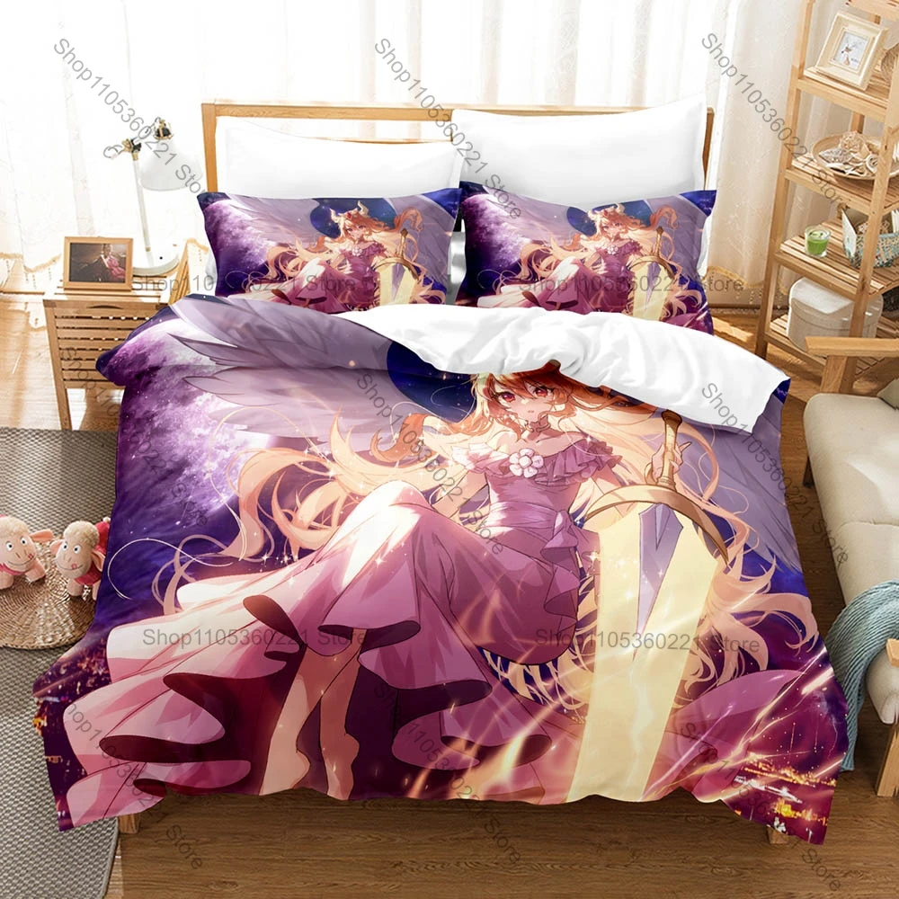 MapleStory Duvet Cover + 2 Pillowcases Cute Maple Leaf Chibi Character Print Soft Polyester Bedding Bedroom Decor Anime Game