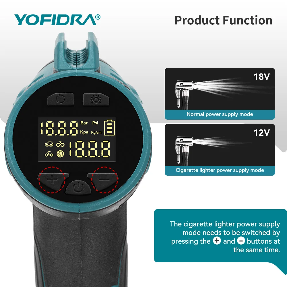Electric Air Pump Tire Inflator High Pressure Digital Display Multifunct Car Air Compressor Tool For Makita 18V Battery Pin