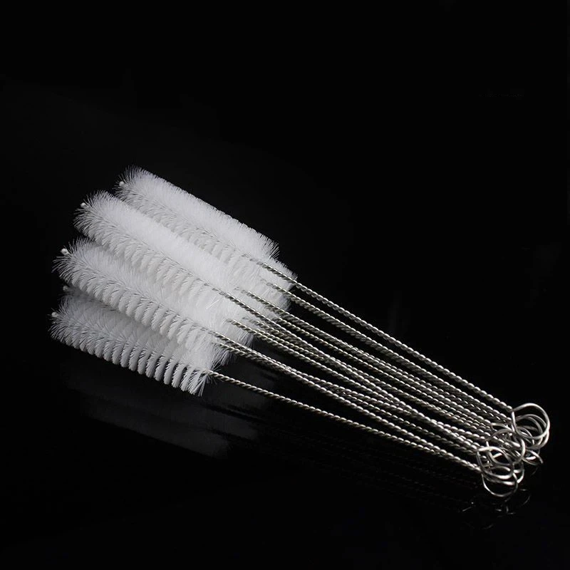 Brosse en Nylon en acier inoxydable 155x57x15mm 304, brosse à bande de Tube à essai en paille, tasse à bouche étroite, brosse de nettoyage de tasse à bouche d'aspiration