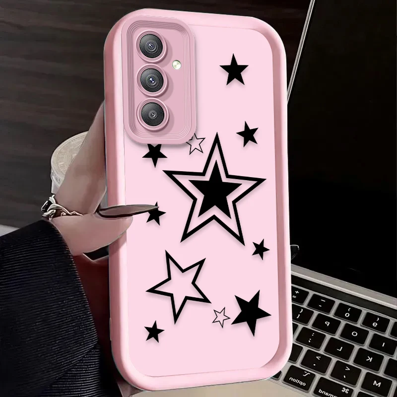 Black White Star Silicone Case for Samsung Galaxy A35 A55 A15 A25 A16 A06 A05 A05S A24 A13 A23 A12 A22 A32 A52 A71 A51 4G Funda - náhled 5