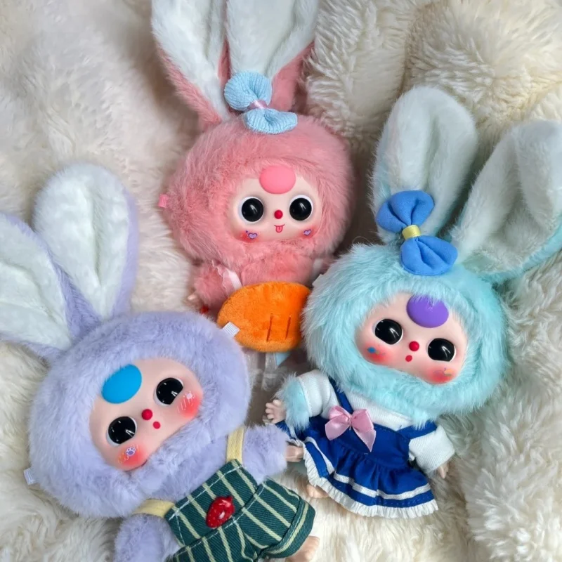 

Аутентичная детская серия «Три макарон», маленький кролик, плюшевая виниловая слепая коробка, модная подвеска для игр, креативная милая кукла, детские подарки