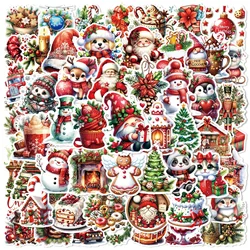 10/60PCS Cute Merry Christmas Festival Cartoon Stickers DIY Decoration Waterproof Skateboard Notebook New Year Graffiti Sticker
