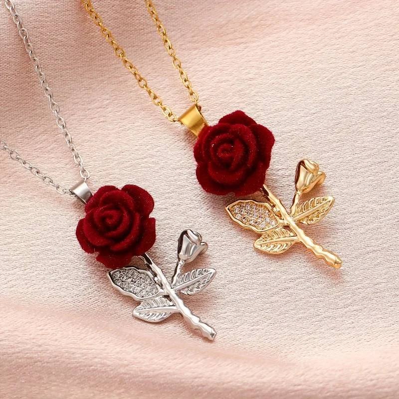 قطعة واحدة من قلادة عصرية على شكل أوراق الشجر والورد، مناسبة كهدية مجوهرات لزوجتك في عيد الحب #4