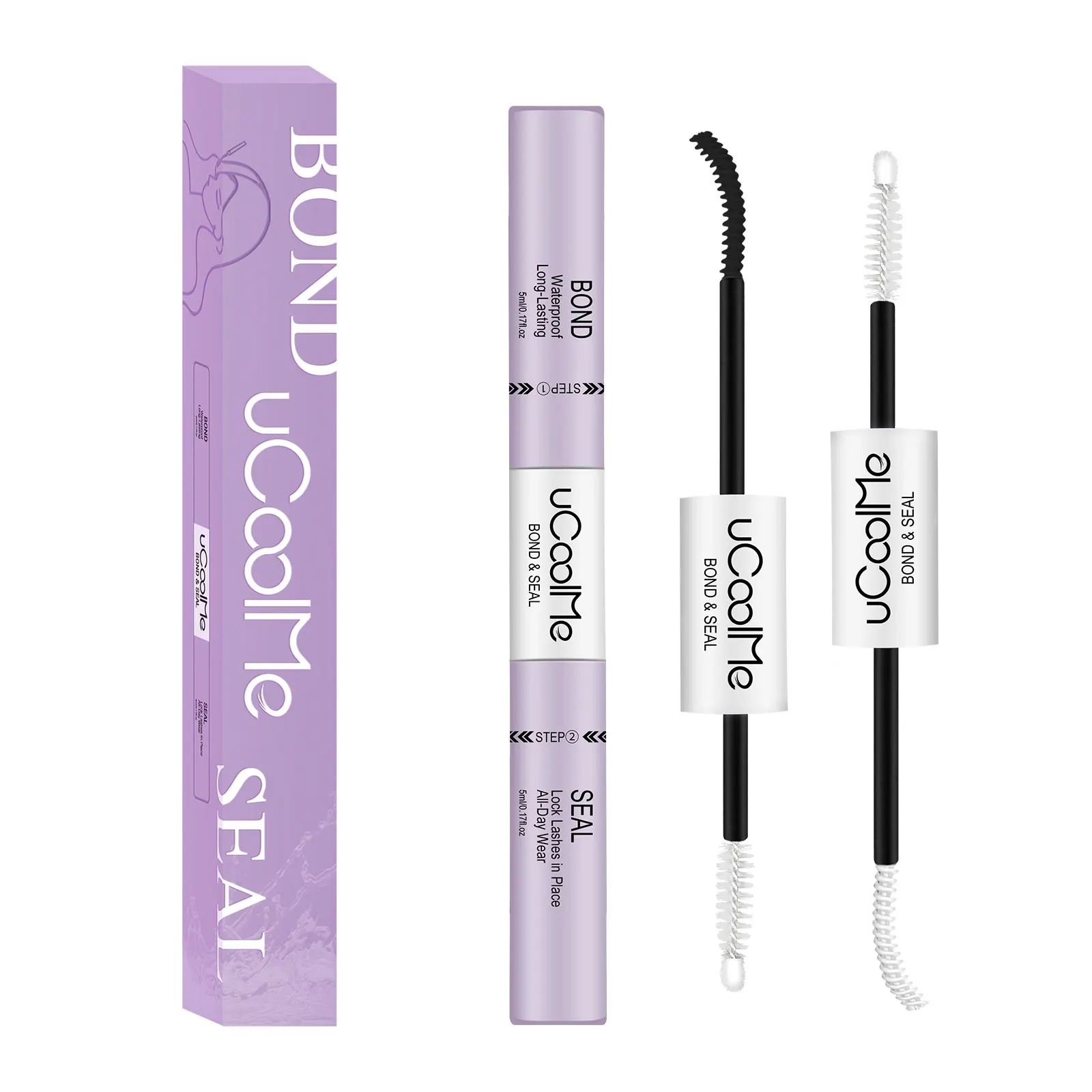 uCoolMe Lash Bond and Seal with Fast Glue Remover Strong Hold 72H Lashes Extension Waterproof and Long Lasting DIY Makeup Tool