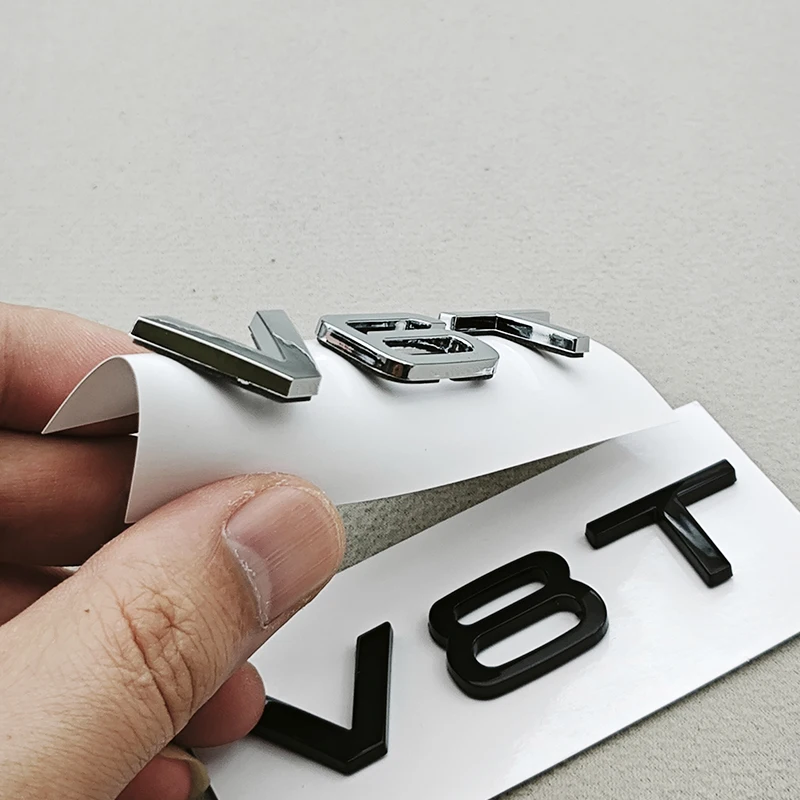 ثلاثية الأبعاد ABS رسائل السيارة الخلفي الجذع شارة شعار V6T V8T ملصق شعار مائي لأودي S4 S5 S6 S7 RS6 RS7 Q7 Q8 A5 A6 A7 A8 اكسسوارات