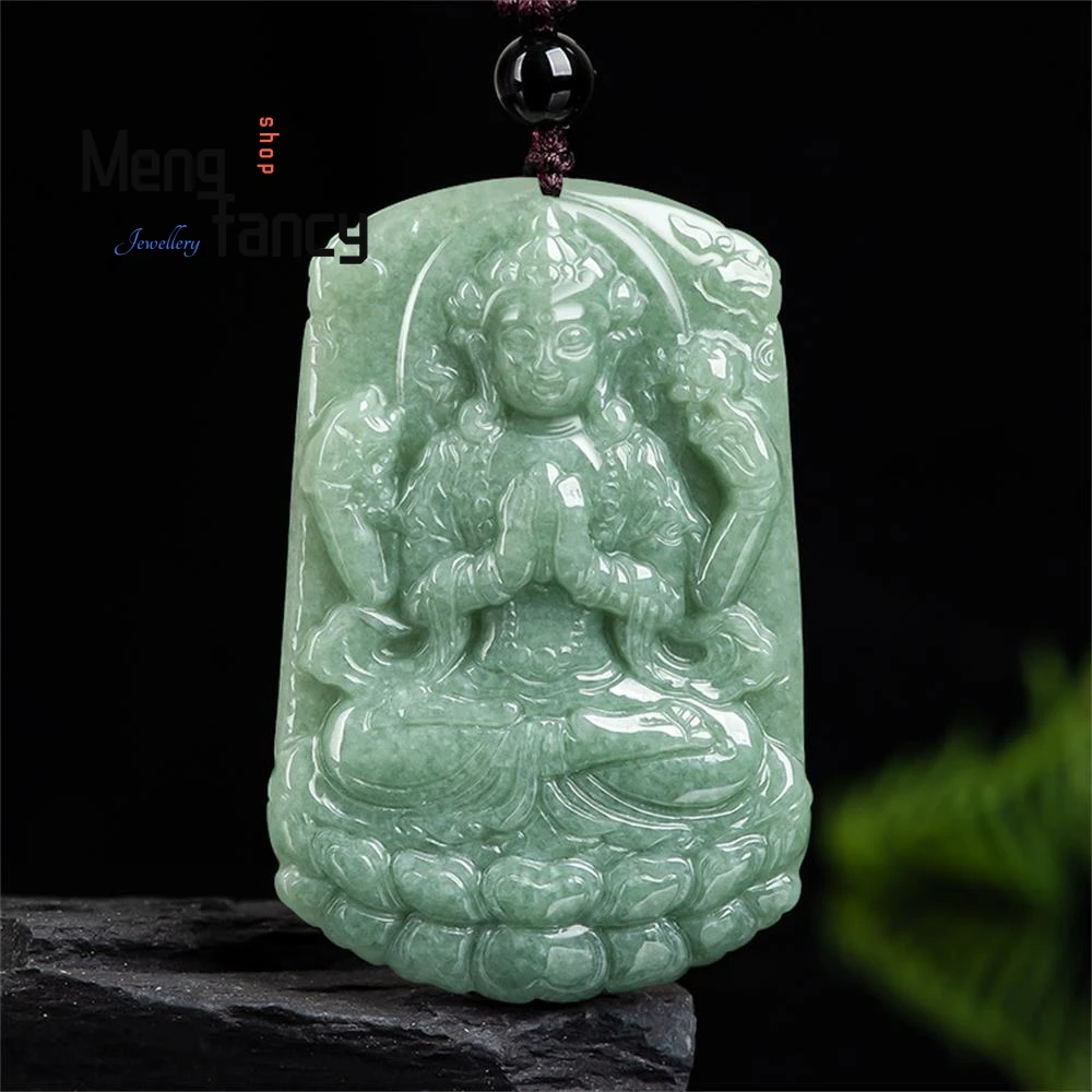 

Natural A-cargo Jadeite Bean Seed Thousand Hands Guanyin Jade Pendant Exquisite High-grade Amulets Fashion Jewelry Holiday Gifts