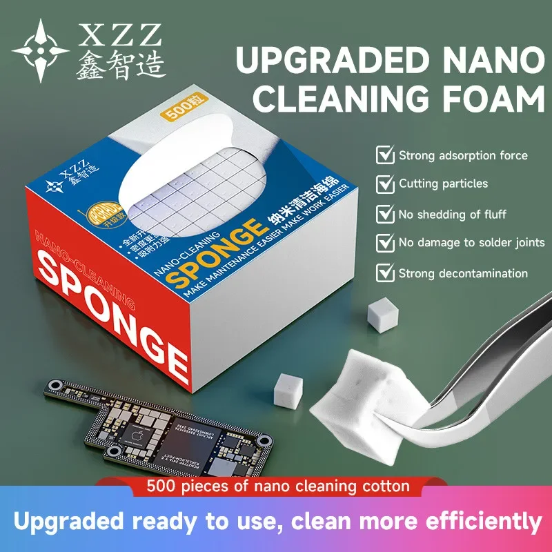 

XZZ XINZHIZAO 500PCS Nano Spong Cleaning No Residue Phone Screen PCB Motherboard Back Glass Camera Solder Flux Oil Cleaning