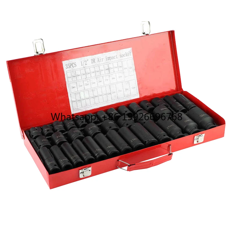 

Набор универсальных ударных торцевых головок (35 шт.): черные, стандартные и глубокие метрические, 1/2 дюйма