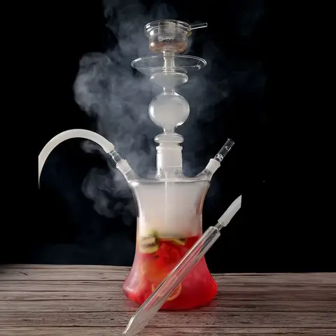 LED Glass Hookah Set Russian Style with Remote Control Travel Hookah for Shisha/Narguile/Chicha Smoking Premium Classic Design