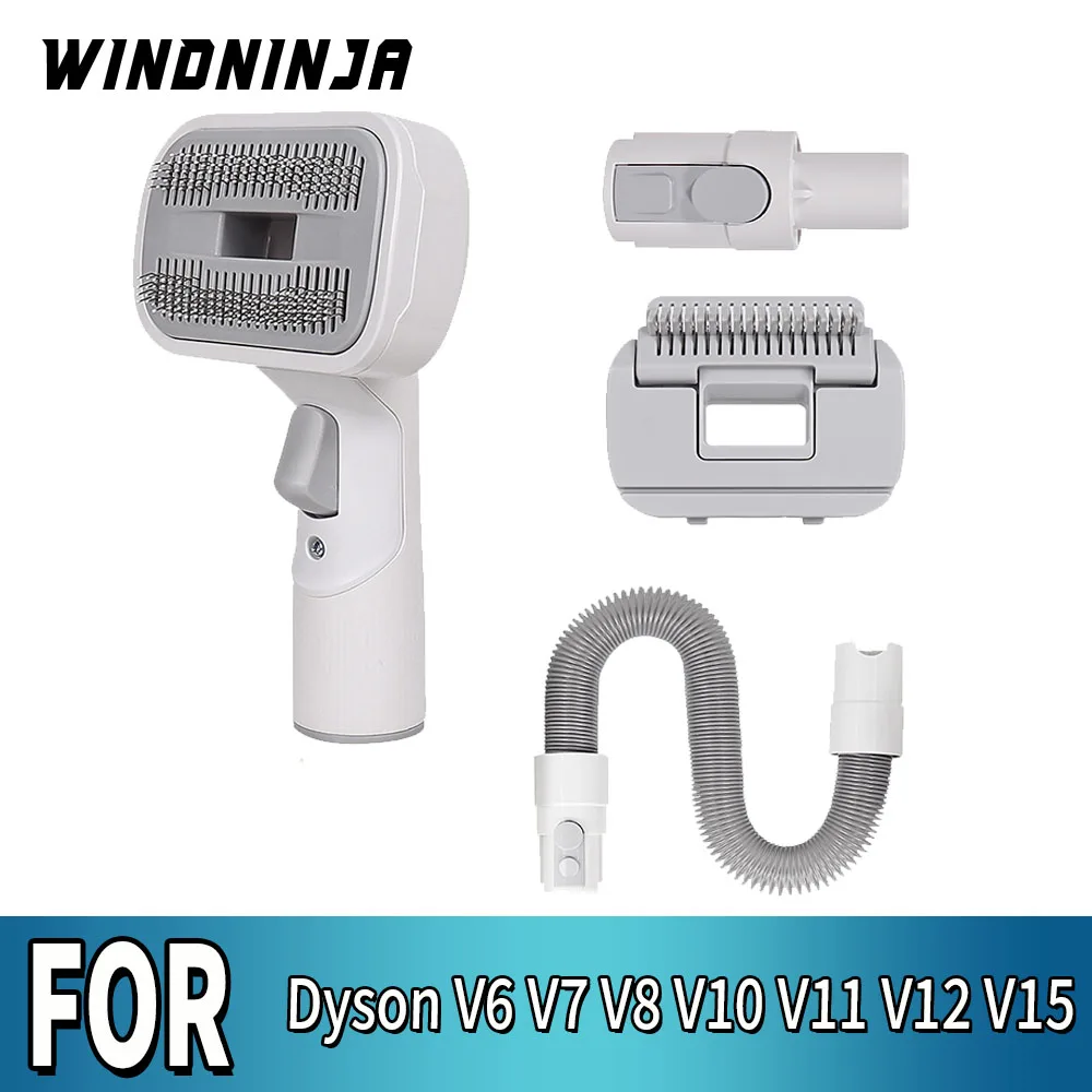 Haustierbürste mit Vakuumanschluss für Dyson V6 V7 V8 V10 V11 V12 V15 für mittelgroße und große Haustiere, verlängerter Schlauch, Tierpflege-Werkzeug