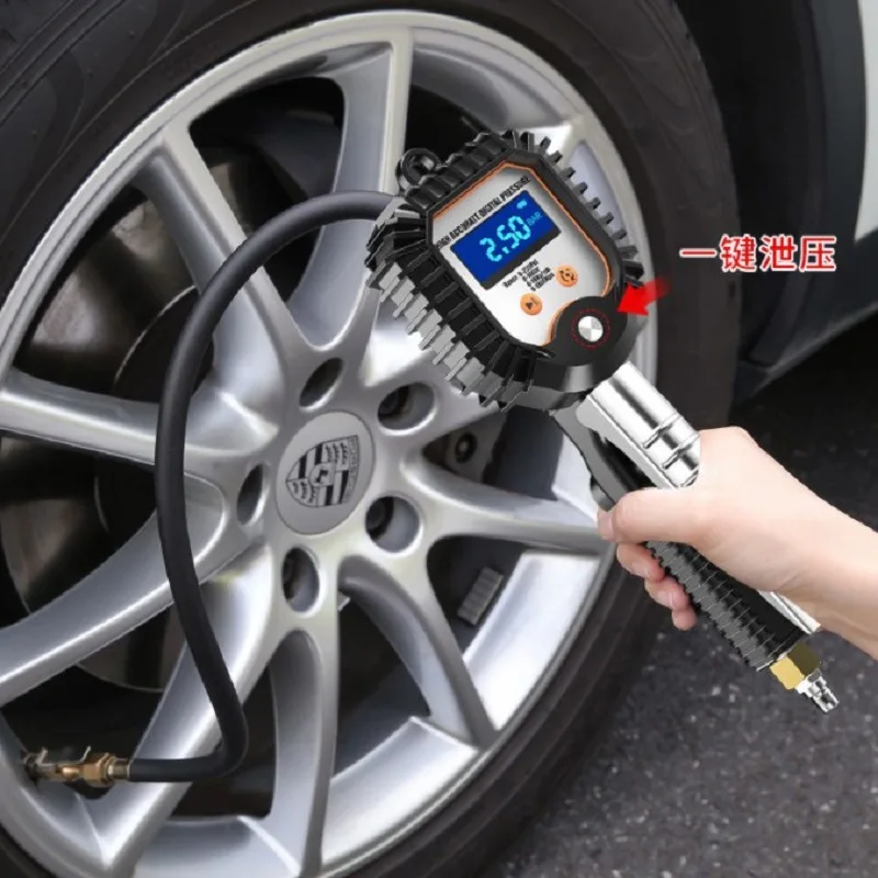 Barometer Tire Pressure Gauge High Precision Inflation Nozzle Tire Pressure Monitor Digital Display Air Gun