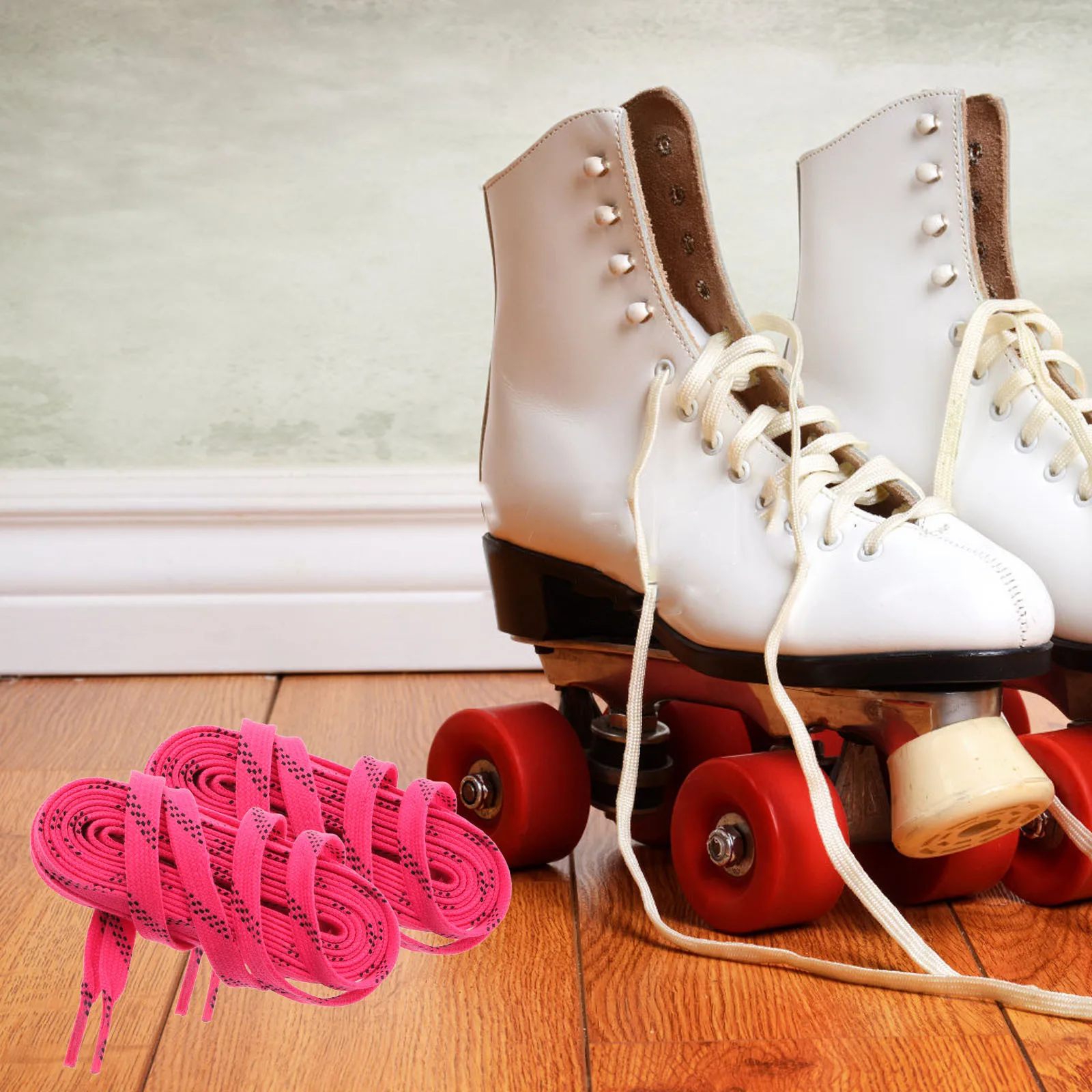 

1Pair Premium Waxed Skate Laces Heavy Duty Replacement Laces Compatible with Hockey Speed Skates Shoelaces