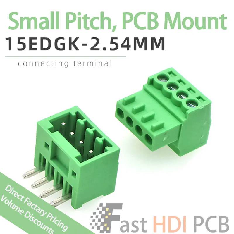 クイック接続PCB端子 2EDGK2.5 - 2.54mmピッチ直角ハウジング オス/メス接続キット DIY電子工作用