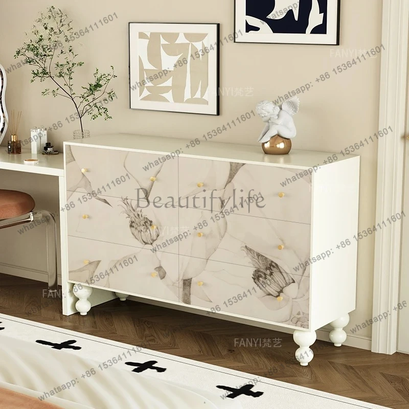 cream wind solid wood chest, bedroom, bedside drawer cabinet, entrance porch locker