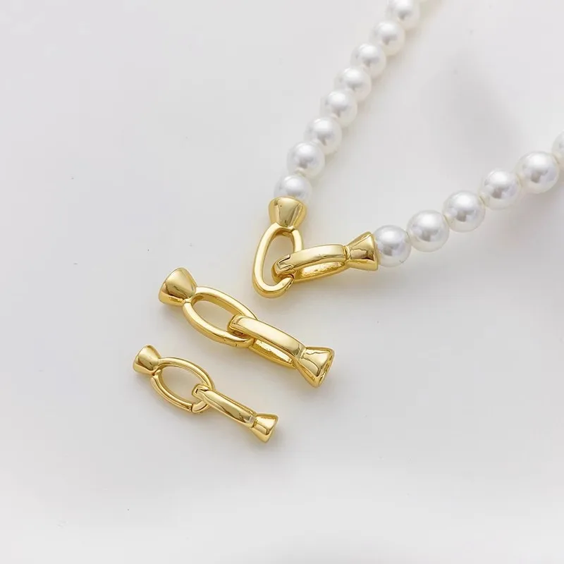 

2Sets Brass 14K Gold Plated Pearl Enhancer Clasps Link Extenders Connector For Diy Necklace Bracelet Jewelry Making Accessories
