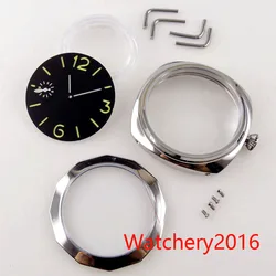 Vintage 45mm PVD Coated watch Case Black Dial White Hands Luxury Fashion Fit 6497 6498 Seagull 3600 Movement Watch Case