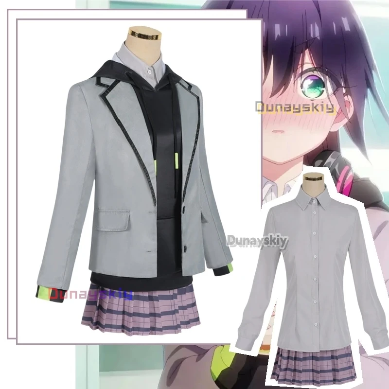 

Anime 100 Kanojo Haraga Kurumi Cosplay School Uniform Hoodie Jacket Skirt Costume Socks Halloween Party for Women Girls Props